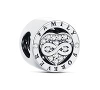 KEQ Abalorios Colgante de Cuentas Plata de Ley 925 con Circonita Cúbica 5A Compatible con Europeo Pulsera Collar,Amor familiar Cuentas de Para Mujer (Familia infinita)