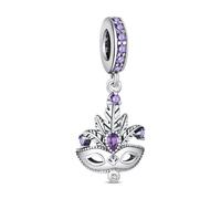 KEQ Abalorios Colgante de Cuentas Plata de Ley 925 con Circonita Cúbica 5A Compatible con Europeo Pulsera Collar,Amor familiar Cuentas de Para Mujer (Drama Máscaras)