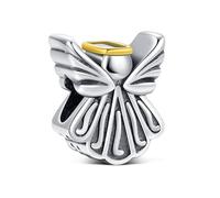 KEQ Abalorios Colgante de Cuentas Plata de Ley 925 con Circonita Cúbica 5A Compatible con Europeo Pulsera Collar,Amor familiar Cuentas de Para Mujer (Alas de Ángel)