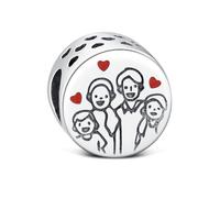 KEQ Abalorios Colgante de Cuentas Plata de Ley 925 con Circonita Cúbica 5A Compatible con Europeo Pulsera Collar,Amor familiar Cuentas de Para Mujer (Familia)