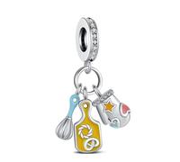 KEQ Abalorios Colgante de Cuentas Plata de Ley 925 con Circonita Cúbica 5A Compatible con Europeo Pulsera Collar,Amor familiar Cuentas de Para Mujer (Dije de Repostería)