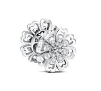 KEQ Abalorios Colgante de Cuentas Plata de Ley 925 con Circonita Cúbica 5A Compatible con Europeo Pulsera Collar,Amor familiar Cuentas de Para Mujer (Abalorios de encaje en forma de corazón)