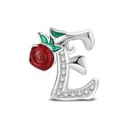 KEQ Abalorios de Letras A-Z, Charm Colgantes Alfabeto en Plata 925 con Circonitas, Compatible con pulseras europeas, Dijes de Letras para Mujer, Regalo Mujer (E)