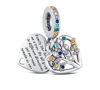 KEQ Abalorios familiares para pulseras, collar, dije de hermana, mejor mamá, globo aerostático, árbol genealógico, cuentas de corazón para mamá, cuentas de corazón para abuela, esposa, hija, regalos