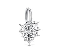 KEQ Charms Abaloriosde Cuentas Manzana Bruja Venenosa Plata de Ley 925 con Circonita Cúbica Halloween Skull Pumpkin Colgante con Mujer Europeo Pulsera Collar (Spinnennetz mit Herz)