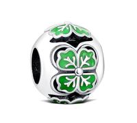 KEQ Charms de plata de ley 925 para cumpleaños de joyería para mujeres abalorio de serpiente europea para collar de pulsera para regalo de mujer (Trébol)