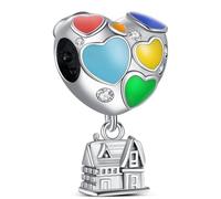 KEQ Colgante de plata de ley 925 con corazón de amor,Charms de Para Niña Mujer, adecuado para Europa, regalos para mujeres, pulsera y collar (Globo de Aire Caliente)