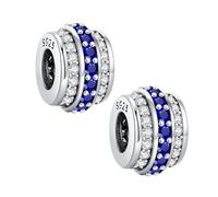 KEQ Cuentas Separadoras y Topes Antideslizantes de Plata 925，Compatibles con Pulseras de Tipo Pandora，Charm con Circonita de Nacimiento - Regalo para el Día de la Madre Joyería para Mujer