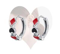 KEQ Pendientes de aro de póquer, de plata de ley 925, estilo casual, con diseño de corazones y espadas de casino, simulando a las cartas y divertidos aretes para mujer, Mini , Plata de ley, Sin