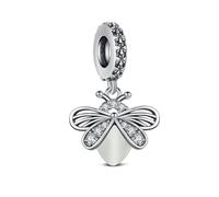 KEQ Pulseras Charms Plata de Ley 925 Abalorios Charms Colgantes de Animales de amor familiar Cuentas Compatible con Pulsera Europeo Charms para Mujer (Brillan en la oscuridad - Luciérnagas)