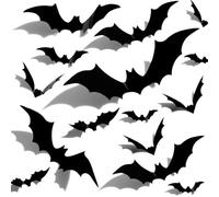 KEQAR 120 Murciélagos Halloween 3D Decoración de Pared, PVC Impermeable, Set DIY Desmontable para Ventanas y Paredes (4 Tamaños Diferentes) (Negro)