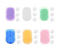 KEQAR 120 Unidades de Jabón en Escamas Desechable - Mini Tiras de Jabón Portátiles con Caja de Plástico - Ideal para Camping y Uso Diario (6 Colores)