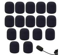 KEQAR 16 piezas de repuestos de parabrisas para micrófono y auriculares, fundas de espuma y esponja, mini, protector de espuma, ideal para clases, presentaciones en escenario y reuniones (Negro)
