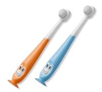 KEQAR 2 cepillos dentales para bebés y niños con cerdas suaves y antideslizantes para niños de 1 a 12 años.
