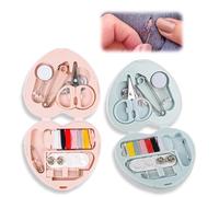 KEQAR 2 Piezas Mini Kit de Costura, Herramientas de Costura Portátiles, Costurero de Viaje con Estuche Plegable en Forma de Corazón (7,5 x 7 x 1,9 cm), Accesorios DIY para Hogar, Emergencias, Novias