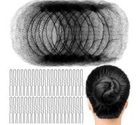 KEQAR 20 Piezas Redes Invisibles Elásticas para el Cabello con 40 Horquillas Negras, Rejilla para Moño para Niñas, Mujeres, Donut de Pelo (Marrón)