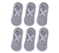 KEQAR 3 Pares Calcetines de Yoga Antideslizantes para Pilates, Barre, Danza, Trampolín, Casa, Hospital (para Mujer y Hombre) (Gris)
