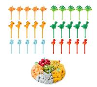 KEQAR 30 Piezas Tenedores de Fruta para Niños, Pinchos para Snacks Infantiles, Mini Palillos 3D de Dinosaurios, Decoración para Bento y Loncheras