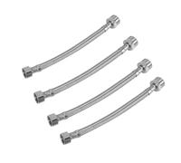 KEQAR 4 PCS Latiguillos de Fontanería Flexibles, Extensión de Manguera de Grifo Blindada, Acero Inoxidable 304, para Baño y Cocina (3/8) (20cm)