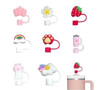 KEQAR 8 piezas, creativas y reutilizables, protección contra el polvo, accesorios originales para Stanley Cup, compatibles con Flip Straw, material de silicona, de lindo, vaso termo