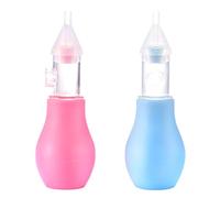 KEQAR Aspirador nasal para bebé 2 piezas, aspirador nasal manual portátil, fácil de usar, limpiador nasal de silicona suave para bebé, principio de succión, rosa y azul