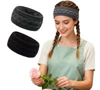 KEQAR Diademas Mujer Invierno con Confeti Diadema de Punto con Calentador de Oreja Diademas Pelo Mujer Vendas Elasticas Anchas Banda Oido Calentador Otoño Invierno Accesorios(2pcs)