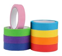 KEQAR Juego de 8 rollos de cinta de papel crepé colorida 15 mm×13 m - extra adherente, 8 colores arcoíris