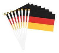KEQAR Mini banderas alemanas 8 uds, asta blanca 30 cm, fiestas patrias, partidos, Euro y Mundial