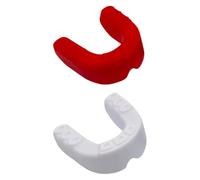 KEQAR Set de 2 Protectores Bucales Deportivos con Estuche Higiénico Portátil, Ideal para Rugby, Boxeo, Artes Marciales, Hockey, MMA, Taekwondo, Tamaño para Adultos (rojo/negro y azul/blanco)