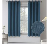 KEQIAOSUOCAI Cortinas opacas 100% azul mezclilla para dormitorio 52x45 2 paneles, cortinas anillas