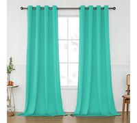 KEQIAOSUOCAI Turquoise Blackout Curtains 108 Inch Length for Living Room Bedroom - Grommet Room Darkening Drapes Thermal Insulated Extra Long Curtain for Large Window, 2 Panels, 52x108