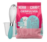 Keracraft Polvo de fundición blanco 4,5 kg con vaso de silicona de 1000 ml y batidor - Polvo de moldeo en relieve blanco para proyectos creativos