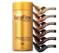 KeraFlow - Fibras capilares para espesar el cabello, lograr cabello completo en segundos, ocultar cabello fino - 28 g (Castaño Claro)