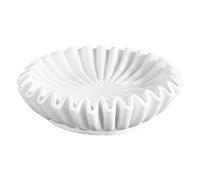 KERALI Cuenco de mármol con volantes, cuenco decorativo con volantes, elegantes cuencos blancos con volantes, cuenco de piedra decorativo, rústico y elegante cuenco con volantes con diseño antiguo de