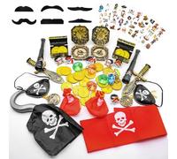 KERANEET 64 piezas piratas cumpleaños infantiles piratas decoración cumpleaños infantil piratas regalos cumpleaños infantil piratas fiesta cumpleaños infantil piratas fiesta fiesta cumpleaños infantil
