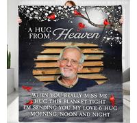 KERAOO Manta personalizada con foto conmemorativa que enva abrazos desde el cielo, regalo conmemorativo para miembros de la familia, mam, pap,