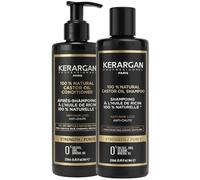 Kerargan - Dúo Anticaída Champú & Acondicionador con Aceite de Ricino para Cabello Seco, Quebradizo y Sin Vida - Favorece el Crecimiento - Sin Sulfatos, Siliconas ni OGM - 2x250ml