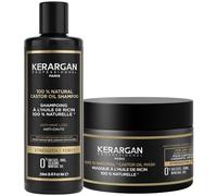 Kerargan - Dúo Anticaída Champú & Mascarilla con Aceite de Ricino para Cabello Seco, Frágil y Sin Vida - Estimula el Crecimiento - Sin Sulfatos, Siliconas ni OGM - 2x250ml