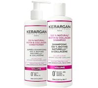 Kerargan - Dúo Voluminizador Champú & Acondicionador con Biotina y Colágeno - Para Cabello Lacio, Fino y Apagado - Brillo y Estructura - Sin Sulfatos, OGM, Siliconas ni Aceites Minerales - 2x250ml