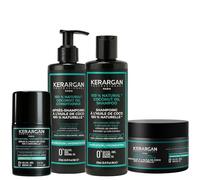 Kerargan - Set Hidratante Champú, Acondicionador, Mascarilla & Sérum con Aceite de Coco - Cuidado Completo para Cabello Deshidratado y Dañado - Sin Sulfatos, OGM, Siliconas - 3x250ml + 1x50ml