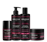 Kerargan - Set Ultra Reparador Champú, Acondicionador, Mascarilla & Suero con Queratina para Cabellos Dañados y Estresados - Revitaliza & Protege - Sin Sulfatos, OGM ni Siliconas - 3x250ml + 1x50ml