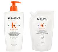 Kérastase Nutritive Bain Satin Riche Refillable Shampoo and Refill Pouch Duo for Fine to Medium Dry Hair with Niacinamide 500ml