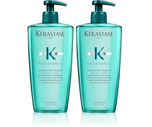Kérastase | Résistance Extentioniste, Champú Fortalecedor de Largos, Para Pelo Largo Dañado, Bain Extentioniste, 500 ml (Paquete de 2)