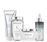 Kérastase Symbiose, Rutina Exfoliante y Purificante, Exfoliante, Champú anticaspa, Mascarilla Nutritiva y Sérum reequilibrante, Para cuero cabelludo sensible