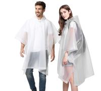 Keratobleem 2 Piezas Chubasqueros Impermeable,Chubasquero mujer hombre impermeable,Reutilizable Ponchos Impermeables,Para Senderismo y Ocio al Aire Libre-Blanco