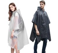 Keratobleem 2 Piezas Chubasqueros Impermeable,Chubasquero mujer hombre impermeable,Reutilizable Ponchos Impermeables,Para Senderismo y Ocio al Aire Libre-Blanco&Negro