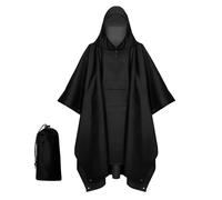 Keratobleem Poncho de Lluvia Impermeable,Poncho de Lluvia con Capucha, 3 en 1 Multifuncional Chubasquero Transpirable, para Viajes y Exteriores, para Hombre Mujer -Negro