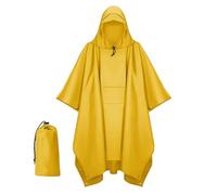 Keratobleem Poncho de Lluvia Impermeable,Poncho de Lluvia con Capucha, 3 en 1 Multifuncional Chubasquero Transpirable, para Viajes y Exteriores, para Hombre Mujer -Amarillo