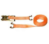 Kerbl 37143 - Correa de Amarre con trinquete y Gancho 2 Piezas 50 mm x 8 m Resistencia a la tensión 4.000 kg, Color Naranja