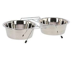 Kerbl Alimentador De Gemelo De Acero Inoxidable 2 x 450 ml